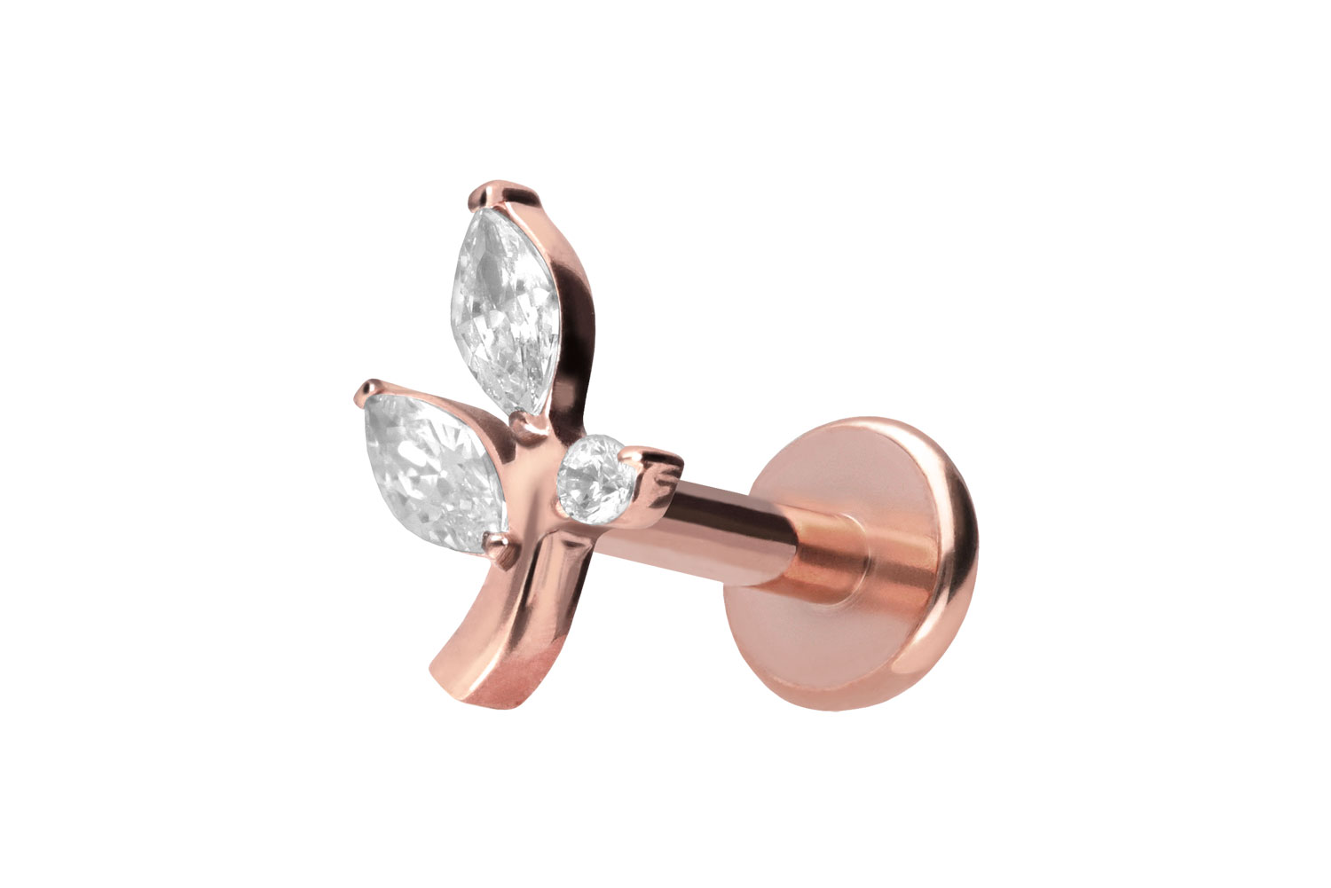 Titan Labret Piercing mit Innengewinde KRISTALLZWEIG